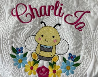 Personalized Baby Quilt | Nursery Gift | Baby Bee Quilt | Personalized Baby Gifts | Monogrammed Baby Blanket