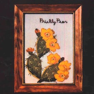 DIGITAL &#39;Prickly Pear&#39; Spinnerin Stitchery Crewel Kit #1090 70s Floral Embroidery Crewel Pattern