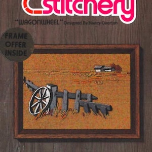 DIGITAL &#39;WagonWheel&#39; Jiffy Stitchery Crewel Kit #801 70s Embroidery Crewel Pattern