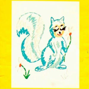 DIGITAL &#39;Sally Squirrel&#39; Creative Stitchery Crewel Kit #882A 60s 70s Animal Crewel Pattern