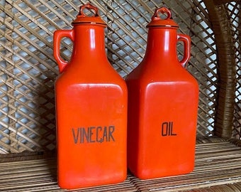 Antik apelsinkeramikolja och vinäger tjeckisk krukset av Hella