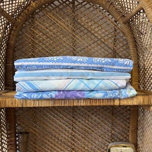 Vintage Assorted Blues Patterned Fitted Sheets YOUR PICK 60s 70s 80s Bed Linens