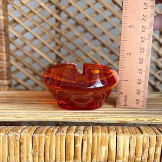 Vintage Viking Persimmon Red Glass Tulip Ashtray Midcentury Modern