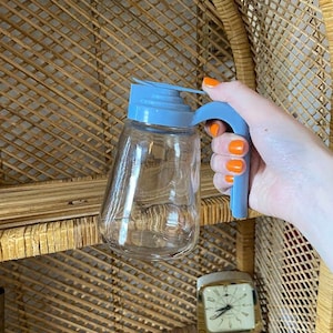 Vintage Blue Syrup Dispenser Gemco Small Clear Glass Cream Dispenser
