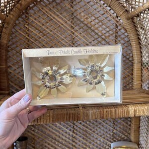 Vintage Pair O&#39; Petals Chrome Candlestick Holders Vintage MCM Candle Holders