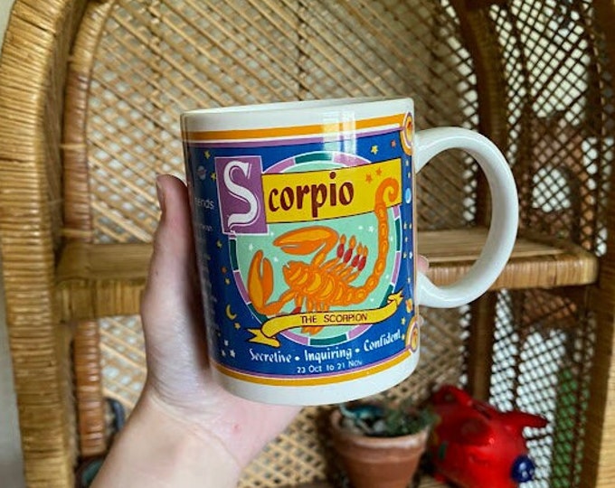 Vintage 90s Scorpio Coffee Cup Scorpion Zodiac Mug