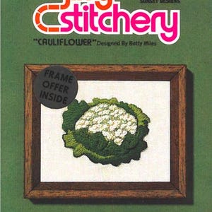 DIGITAL &#39;Cauliflower&#39; Jiffy Stitchery Crewel Kit #312 70s Embroidery Crewel Pattern