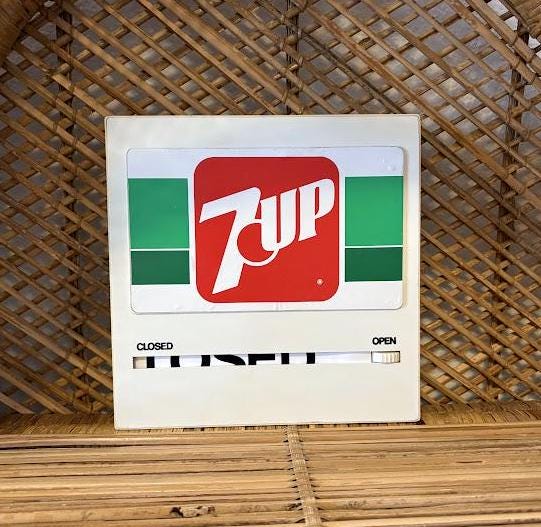 セブンアップウッドサインボードSEVEN UP WOOD SIGN BOARD Vintage 7up Soda Pop Open Closed Sliding Everbrite Store Sign - Etsy