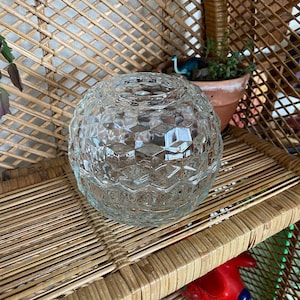 Vintage Clear 2 Piece Glass Geometric Sphere Tea Light Fairy Lamp