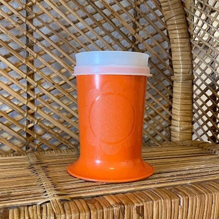 1980 Tupperware Hobby Organizer Orange Divided Plastic Container