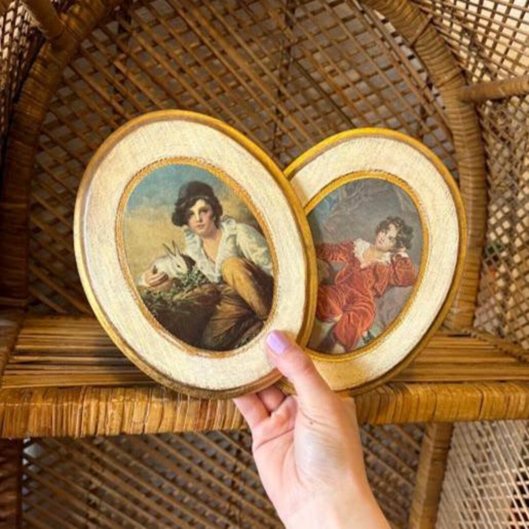 Vintage Pair of Florentine Boy Plaques Gold Florentine Wood Wall Decor ...