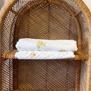 Vintage Double Springmaid Yellow Roses Floral Fitted & Flat Sheet Set Bed Linens 60s 70s 80s