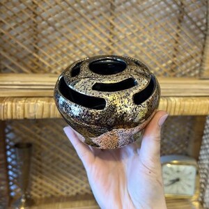 Vintage 22kt Gold Nor-so Hand Painted Flower Frog Small Vase