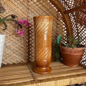 Vintage FTDA Pottery Vase Tall Tan Ceramic Vase