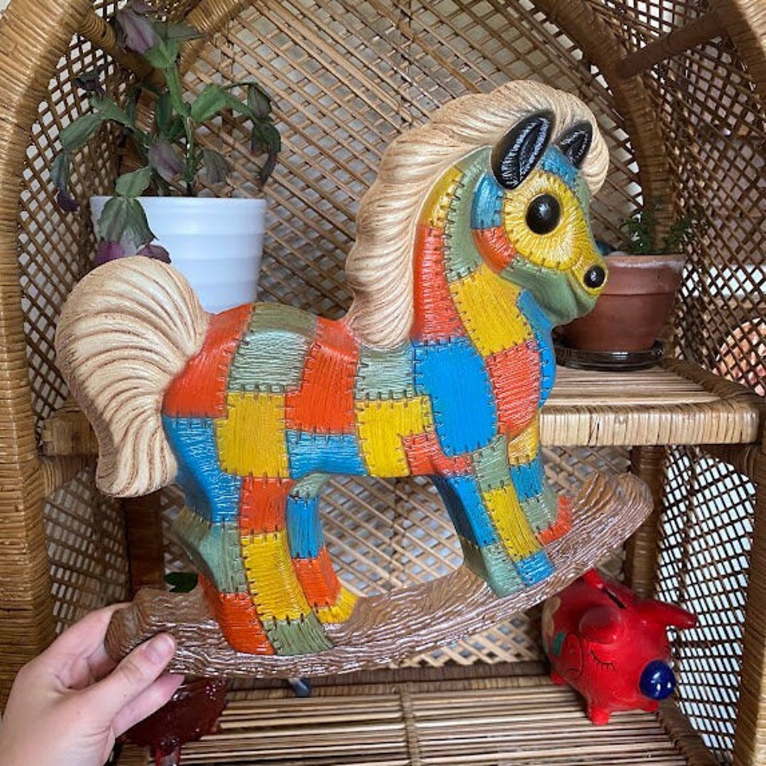 Vintage Patchwork Rocking Horse or Teddy Bear Foam Wall Decor 80s ...