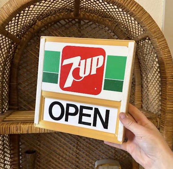 大売り出し！Made in U.S.A. catalog & Scrapbook Vintage 7up Soda Pop Open Closed Sliding Everbrite Store Sign - Etsy