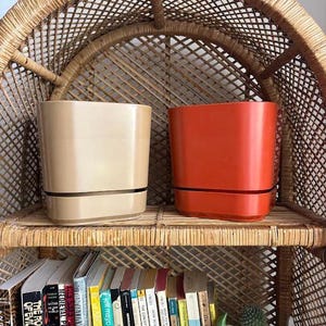 Vintage Tan OR Burnt Orange Rounded Square Max Klein 70s Planter