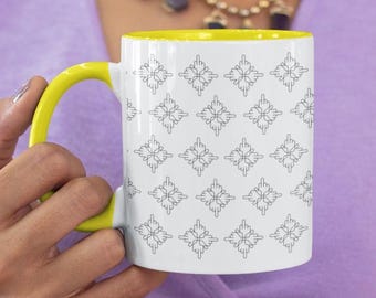 Middle Finger Patterned Coffee Mug, Elegant Mug, Gift for Coffee Lovers, Stylish Drinkware for Home, Gifts for Home, Housewarming Gifts