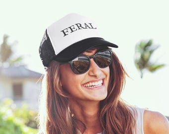 Feral Trucker Hat, Embroidered Trucker Hat, Funny Hat, Hat Gift, Feral Hat, Funny Embroidered Hat, Cute Hat for her, Gift for her Unisex Cap