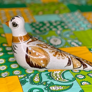 Traditional Hand Painted Tonala Pottery Figurine in the shape of a Beautiful Pheasant Bird