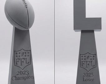 Fantasy Football Trophy - Loser Award - Custom Name & Year - Lombardi Style 8 Inch