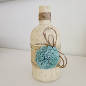 Antiqued Flower Pot, Bud Vase, Unique Art, Home Decor, Blue, Turqoiuse