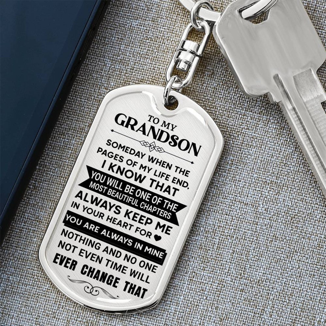 To My Grandson Keychain, Gift for Grandson, Grandson Gift From