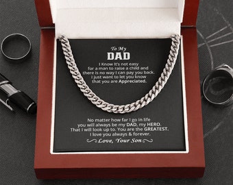 Cubaanse schakel ketting, vaderdag ketting, aan mijn vader cadeau, cadeau van zoon, papa cadeau, Vaderdag sieraden, ketting voor papa