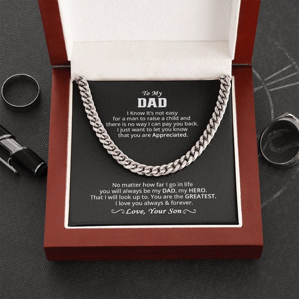 Cuban Link Chain Necklace, Father's Day Necklace, To My Dad Gift, Gift From Son, Papa Gift, Father's Day Jewelry, Necklace For Dad