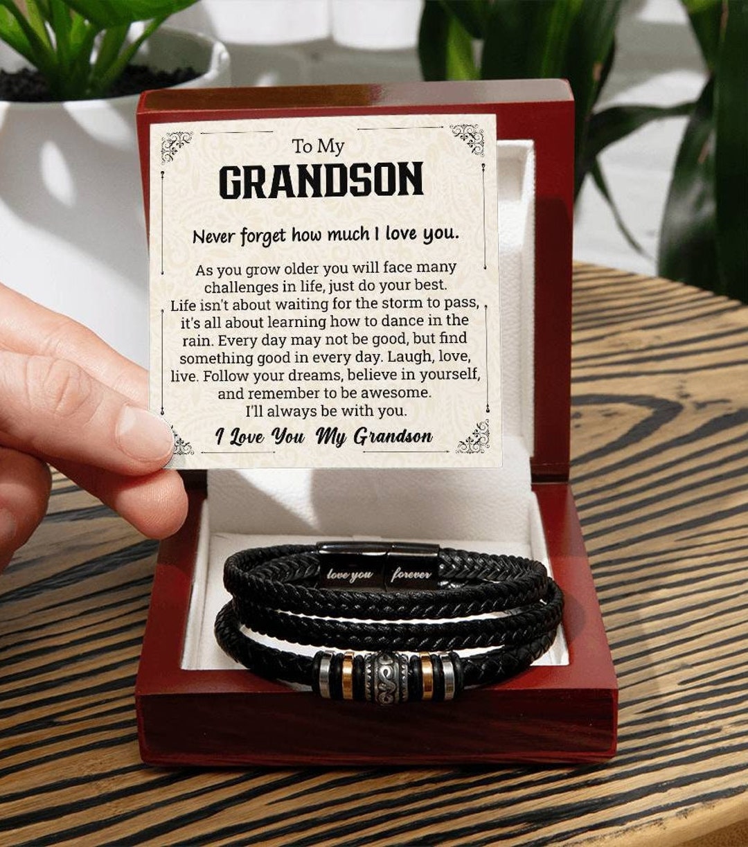 To My Grandson Bracelet, Gift for Grandson, Grandson Gift From