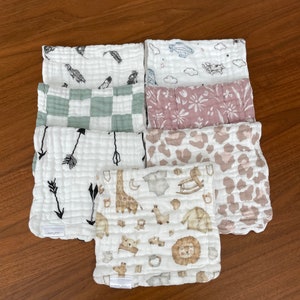 Best burp cloths/ Set of TWO muslin cotton & Bamboo burp cloths/ Perfect baby gift/ Newborn gift/19 x 9/ Unisex/ Girl/ Boy/ Doubled sided image 2