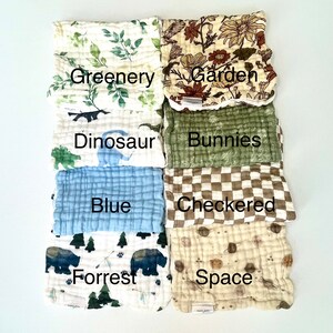 Best burp cloths/ Set of TWO muslin cotton & Bamboo burp cloths/ Perfect baby gift/ Newborn gift/19 x 9/ Unisex/ Girl/ Boy/ Doubled sided image 8
