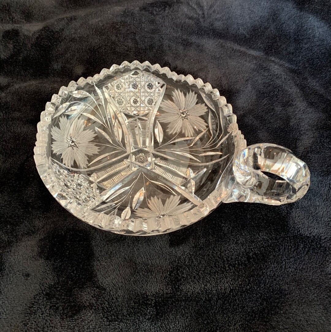 Ornate Crystal Candy Dish With Handle Etsy