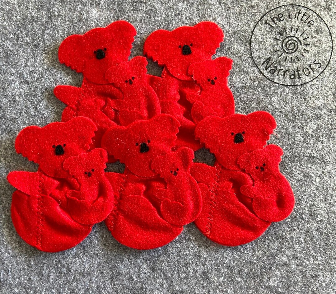 5 Red Koala Finger Puppets Preschool, Kindergarten, Early Childhood