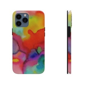 Rainbow phone case, watercolor phone case, iPhone case, painted phone case, colorful,iphone 14 pro case, iphone 13 pro case, iphone 14 case