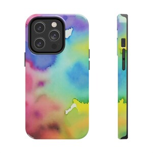 Rainbow phone case, watercolor phone case, iPhone case, painted phone case, colorful,iphone 14 pro case, iphone 13 pro case, iphone 14 case