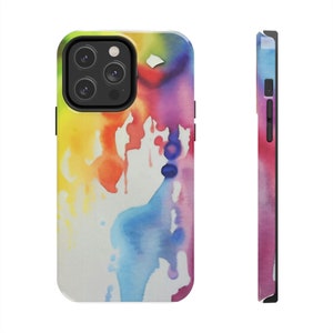 Rainbow phone case, watercolor phone case, iPhone case, painted phone case, colorful,iphone 14 pro case, iphone 13 pro case, iphone 14 case