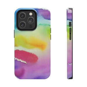 Rainbow phone case, watercolor phone case, iPhone case, painted phone case, colorful,iphone 14 pro case, iphone 13 pro case, iphone 14 case