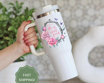 Christian Tumbler Bible Verses Tumbler Cup Holder Friendly 40oz Tumbler Vacuum Insulated Large Water Bottle Gift for Christian Woman