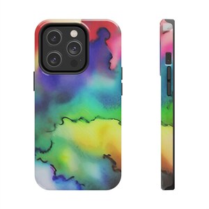 Rainbow phone case, watercolor phone case, iPhone case, painted phone case, colorful,iphone 14 pro case, iphone 13 pro case, iphone 14 case
