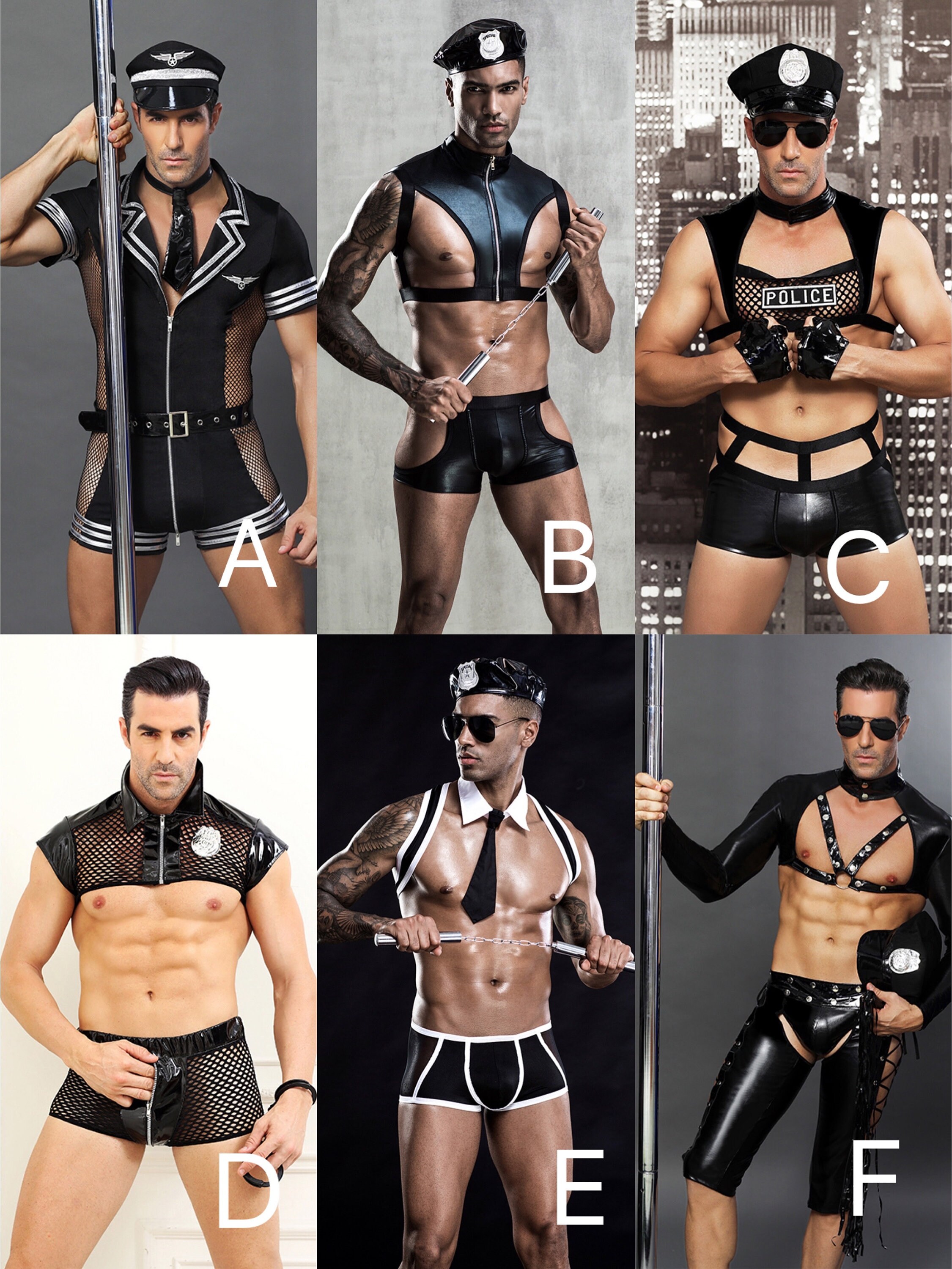 Men's Sexy Police Navy Bodysuie Leather Breeches Nightclub - Etsy