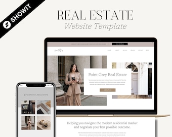 Real Estate Website Template | Showit Template for Realtors | Neutral & Feminine | Home Industry Professionals | Point Grey Collection