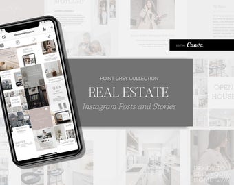 Real Estate Instagram Post and Stories | 100 Canva Instagram Template | Real Estate Marketing | Realtor Social Media | Point Grey