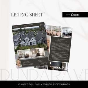 Lijst met onroerend goed woning | Flyer met aanbevolen eigendommen | Vastgoedmarketingbrochure | Opendeurdag-flyer | Informatieblad nieuwe listing
