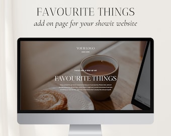 Showit Website Template | Showit Add On Page | Resource Page Template | Favourite Things and Affiliate Links | Minimal and Trendy Design