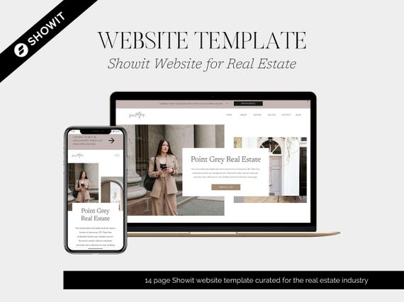 Real Estate Website Template | Showit Template for Realtors | Neutral & Feminine | Home Industry Professionals | Point Grey Collection