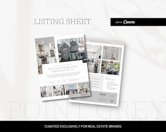 Real Estate Feature Sheet | Property Listing Flyer | Real Estate Marketing | Open House Brochure | New Property Listing | Point Grey