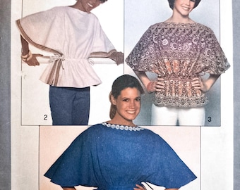 1970s Simplicity Sewing Pattern 8470:  Misses Jiffy Pullover Tops | Sizes 6-8, Cut & Complete
