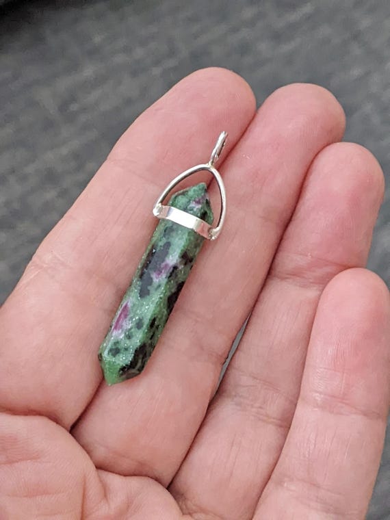 Ruby in Zoisite Crystal Pendant Double Terminated… - image 2