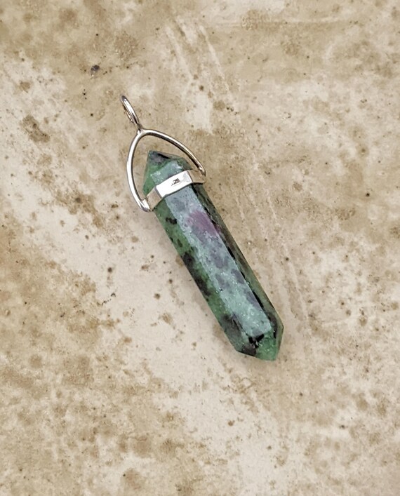 Ruby in Zoisite Crystal Pendant Double Terminated… - image 4